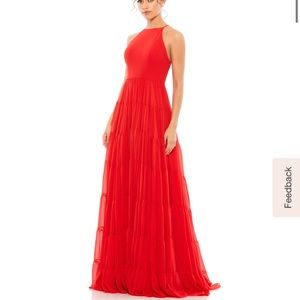 Mac Duggal tiered aline halter gown NWT